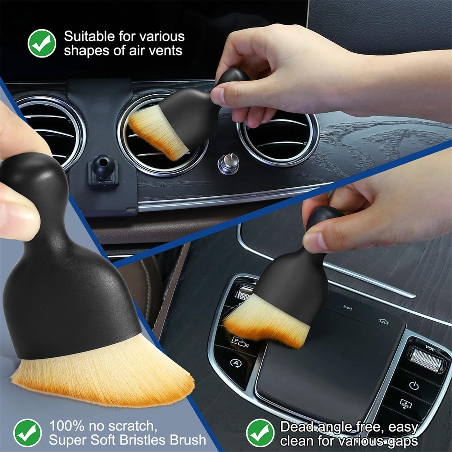 Car Interior Duster Detail Brush Cleaning Gel Kit, Soft Dash Vent Dusting Car Slime Putty Detailing Brushes Accessories Essentials Supplies Tools for Auto,Truck,Suv,Rv