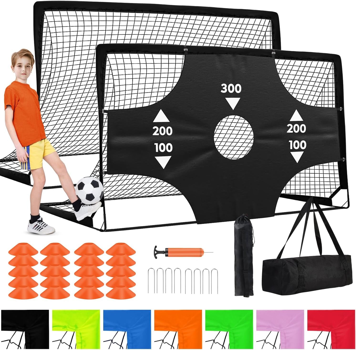 Portable Pop up Soccer Goal - 6X4Ft Backyard Training Equipment with Soccer Ball, Scoring Target Cloth, and Cones - Fun Outdoor Game for Kids and Teens