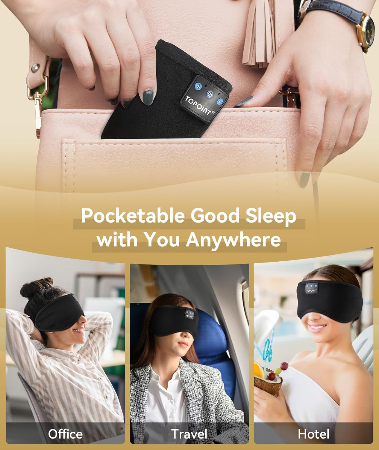 Sleep Mask with Headphones Bluetooth 5.2 Wireless, Sleep Headphone with Microphone Built-In HD Speakers Music, Eye Mask for Sleeping Travel Meditation for Men Women Girl Cool Gadgets