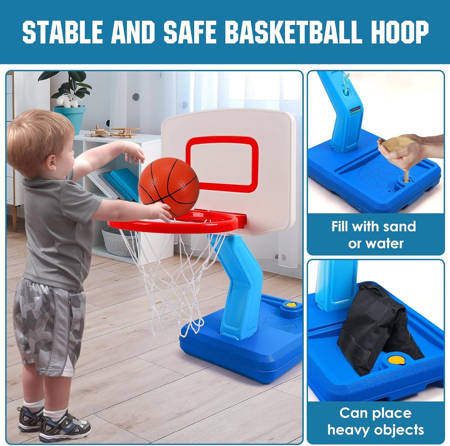 Toddler Basketball Hoop Height Adjustable Kids Basketball Hoop for Indoor Outdoor Play Portable Basketball Goal Poolside Basketball Hoop for Swimming Pool Basketball Toy for Boys Girls