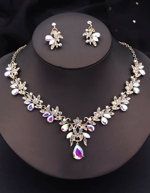 Load image into Gallery viewer, Elegant Fashion Necklace Sets for Women Dangle Earrings Princess Collar Two Piece Set Bride Jewelry Bridal Wedding Accessories
