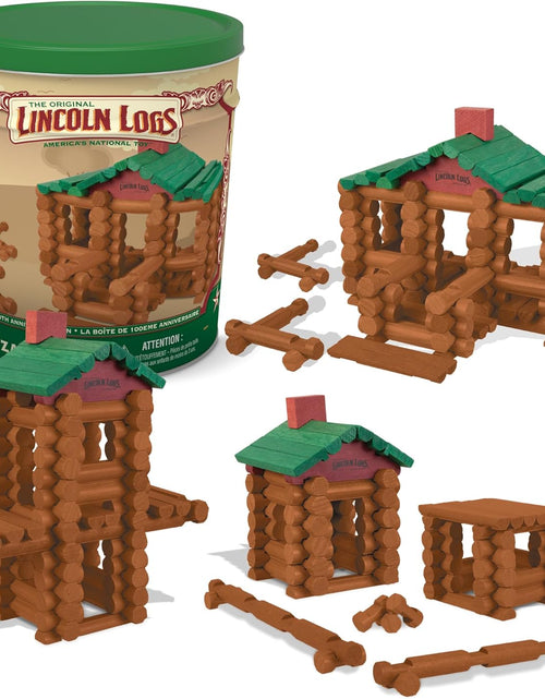 Load image into Gallery viewer, Lincoln Logs – 100Th Anniversary Tin, 111 Pieces, Real Wood Logs - Ages 3+ - Best Retro Building Gift Set for Boys/Girls - Creative Construction Engineering - Preschool Education Toy
