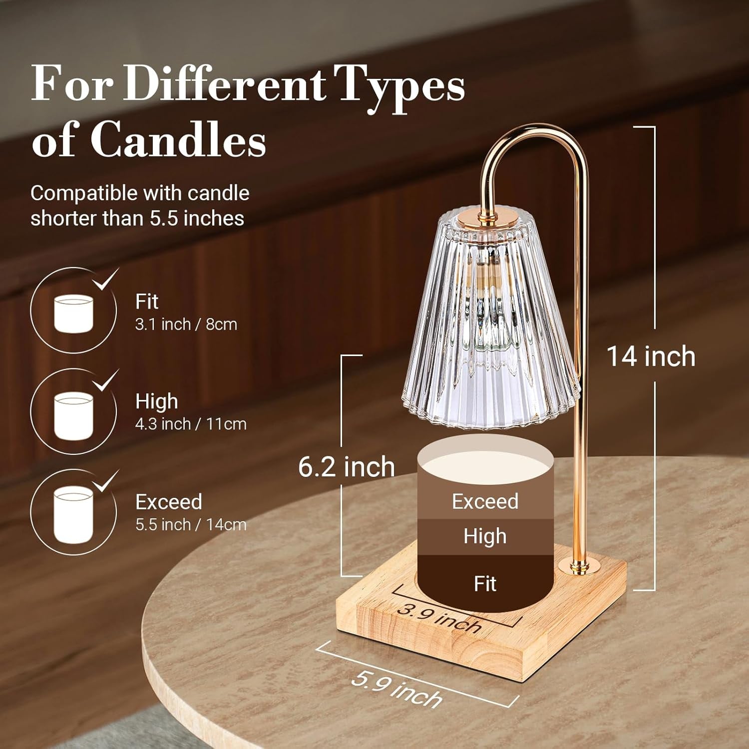 Candle Warmer Lamp, Electric Candle Lamp Warmer with Timer, Mom Christmas Birthday Gifts for Women, House Warming Gifts New Home Bedroom Decor, Dimmable Wax Melt Warmer with 2 Bulbs