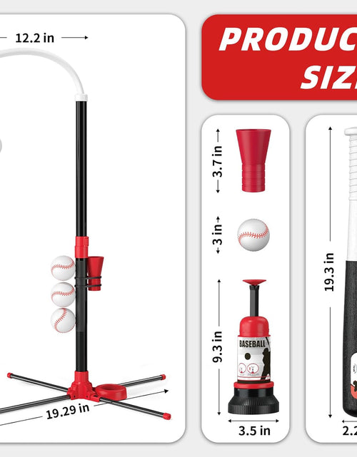 Load image into Gallery viewer, 3-In-1 T Ball Set - Adjustable Height, Hanging Tee Ball Set with Automatic Pitching Machine/6 Balls/Retractable Bat, T Ball Stand Suit for Outdoor, Sport Toys Gifts for Kids Boys Age 3+
