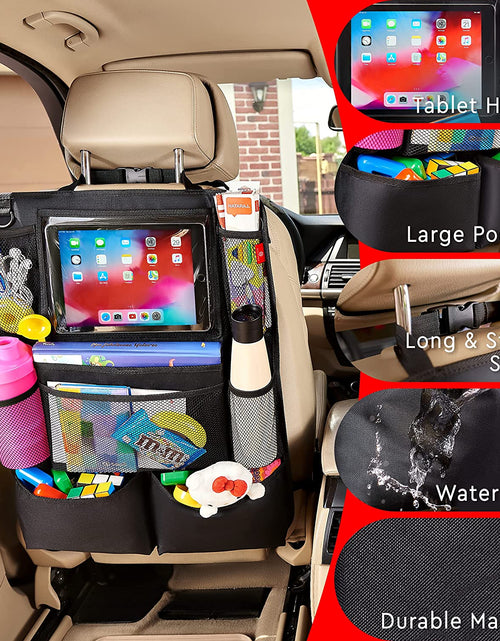 Load image into Gallery viewer, Backseat Car Organizer, Kick Mats Back Seat Protector with Touch Screen Tablet Holder, Back Seat Organizer for Kids, Travel Accessories with 9 Storage Pockets 2 Pack, Black
