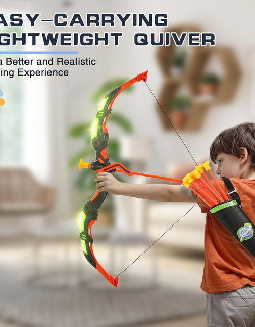 Load image into Gallery viewer, Bow and Arrow Set for Kids, 2-Pack LED Light up Archery Set with 20 Suction Cup Arrows, Outdoor Toy for Boy Girl Age 4-8 8-12 with Standing Target&amp;2 Quivers, Birthday Gift for Kid 5 6 7 8 9 Year Old
