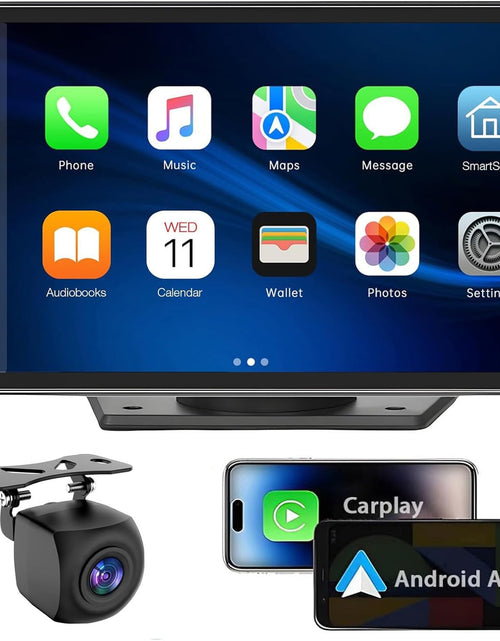 Load image into Gallery viewer, Apple Carplay Wireless Portable Touchscreen Car Stereo Bluetooth Voice Control 7&quot; Apple Car Play &amp; Android Auto Car Audio HD Screen with 1080P Backup Camera GPS Navigation/Mirror Link Fits All Cars
