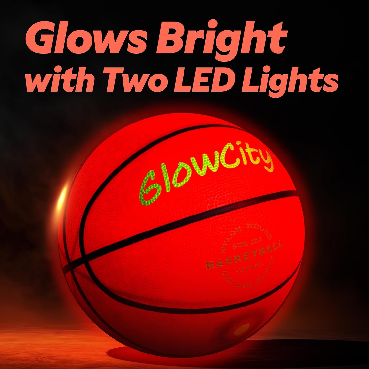 Glow in the Dark Basketball for Teen Boy - Glowing Red Basket Ball, Light up LED Toy for Night Ball Games - Sports Stuff & Gadgets for Kids Age 8 Years Old and Up. Great Gift for Boys & Girls