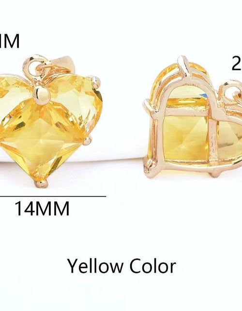 Load image into Gallery viewer, (280)4PCS 14X14.5Mm Hole 2.5MM 24K Gold Color Brass with Zircon Heart Charms Pendants High Quality Jewelry Findings Accessories
