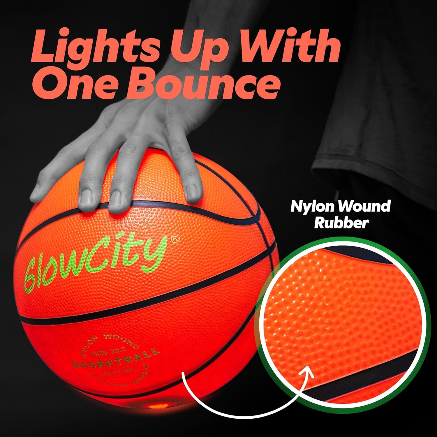 Glow in the Dark Basketball for Teen Boy - Glowing Red Basket Ball, Light up LED Toy for Night Ball Games - Sports Stuff & Gadgets for Kids Age 8 Years Old and Up. Great Gift for Boys & Girls