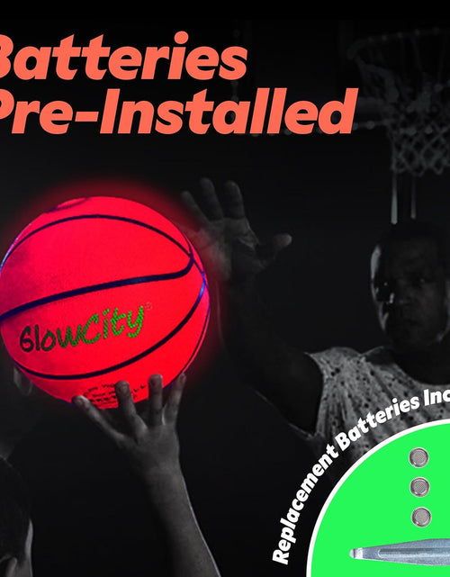 Load image into Gallery viewer, Glow in the Dark Basketball for Teen Boy - Glowing Red Basket Ball, Light up LED Toy for Night Ball Games - Sports Stuff &amp; Gadgets for Kids Age 8 Years Old and Up. Great Gift for Boys &amp; Girls
