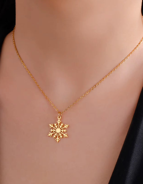 Load image into Gallery viewer, Snowflake Pendant Necklace for Women Stainless Steel Clavicle Chain Choker Fashion Couple Jewelry Valentine&#39;S Day Gift
