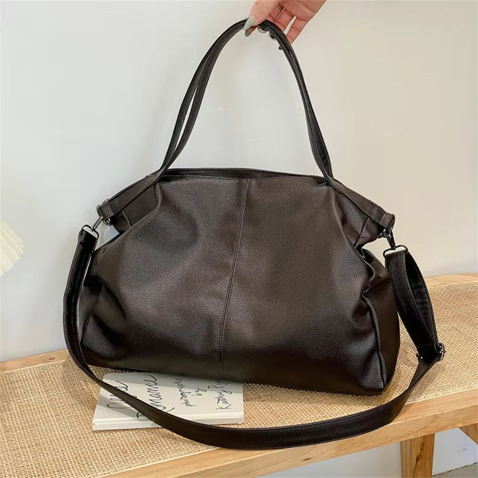 Large Black Shoulder Crossbody Bags for Women 2024 Hobo Shopper Sac Solid Color Quality PU Leather Handbag Lady Travel Tote Bag