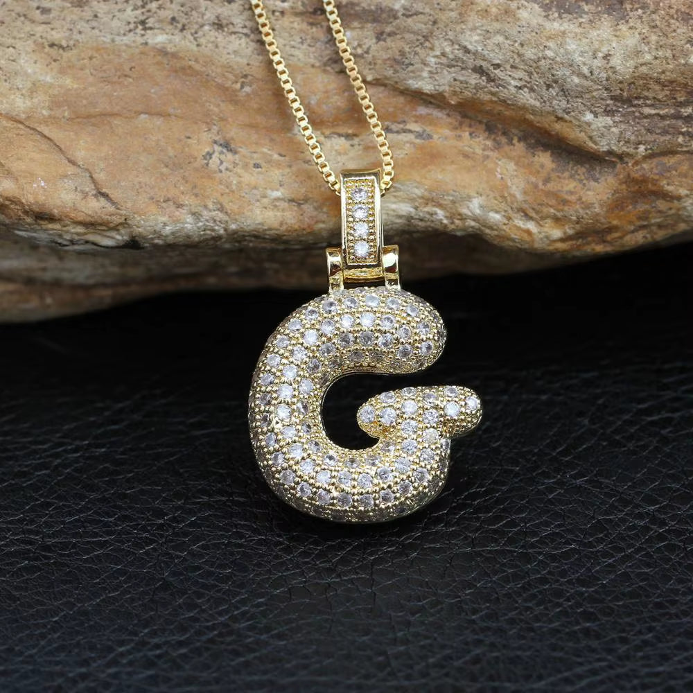 Fashion 26 Letters Necklace Custom Name Pendant Charm for Men and Women A-Z Alphabet Cubic Zircon Hip Hop Jewelry Gift