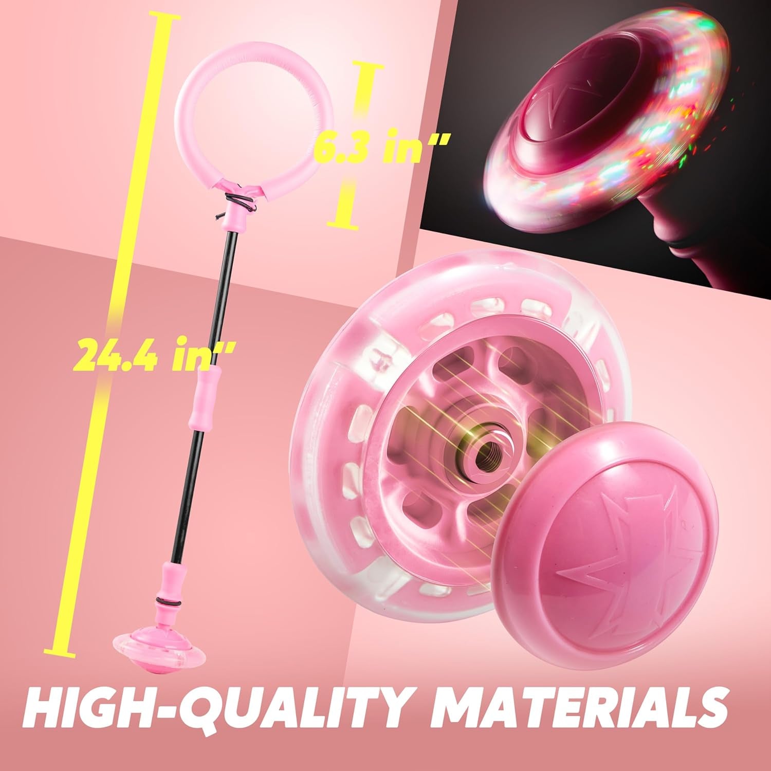 Pink Ankle Skip Ball with Flashing Lights, Skip It Toy for Kids Indoor & Outdoor, Flashing Swing Ball Foldable Sports Toy, Birthday Gifts for Kids 3 4 5 +