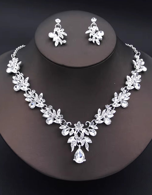 Load image into Gallery viewer, Elegant Fashion Necklace Sets for Women Dangle Earrings Princess Collar Two Piece Set Bride Jewelry Bridal Wedding Accessories
