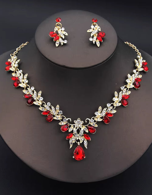 Load image into Gallery viewer, Elegant Fashion Necklace Sets for Women Dangle Earrings Princess Collar Two Piece Set Bride Jewelry Bridal Wedding Accessories
