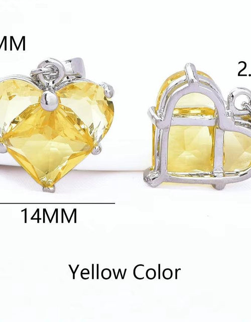 Load image into Gallery viewer, (280)4PCS 14X14.5Mm Hole 2.5MM 24K Gold Color Brass with Zircon Heart Charms Pendants High Quality Jewelry Findings Accessories
