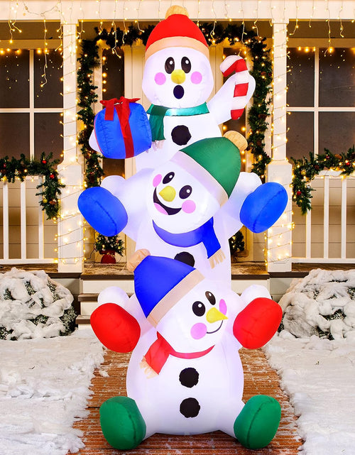 Load image into Gallery viewer, 6 FT Christmas Inflatable Stacked Snowman with Build-In Leds Blow up Inflatables for Xmas Party, Home Indoor Outdoor Yard Garden Lawn Winter Décor
