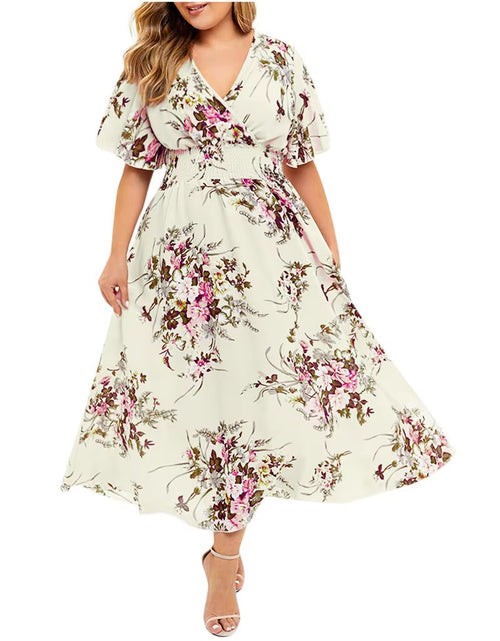 Load image into Gallery viewer, 2024 plus Size 3XL 4XL 5XL Women Dress Floral Chiffon Flower Dress Loose Bohemian Beach Summer Dresses Urban Gypsy Ropa Vestidos
