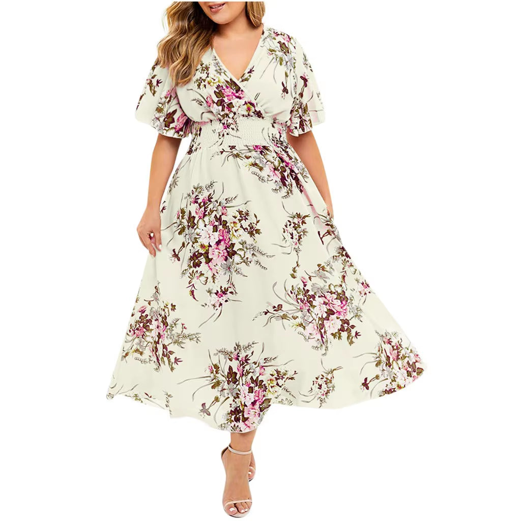 2024 plus Size 3XL 4XL 5XL Women Dress Floral Chiffon Flower Dress Loose Bohemian Beach Summer Dresses Urban Gypsy Ropa Vestidos