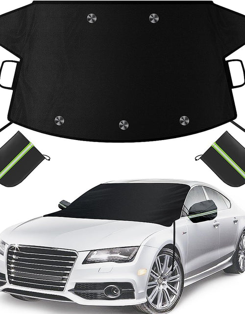 Load image into Gallery viewer, Car Windshield Cover for Ice and Snow, Windshield Snow Cover, Performance Brake Kits with Side Mirrors Cover for Snow, Ice, UV Fits Most Cars, Trucks, Vans, Suvs, Black
