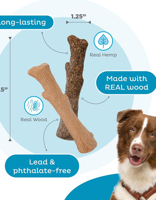 Load image into Gallery viewer, Petstages Dogwood Wood Durable Dog Chew Toys, Real Wood &amp; Calming Hemp, 2-Pack, Medium
