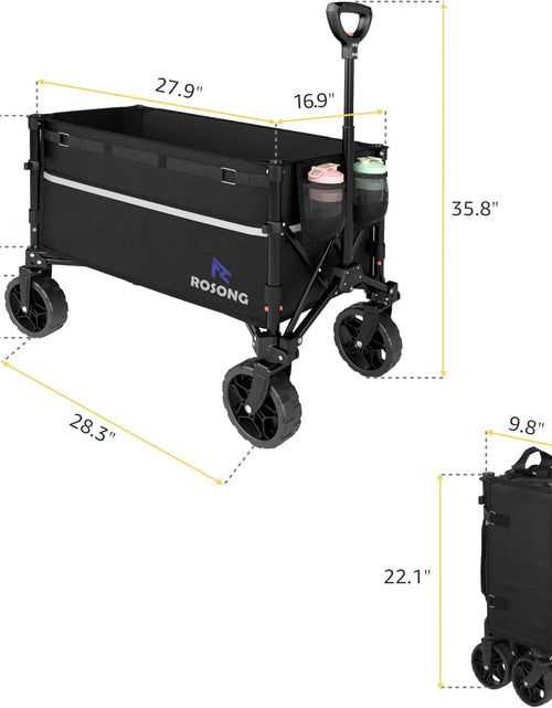 Load image into Gallery viewer, Collapsible Wagon Cart with Wheels Foldable - Folding Utility Heavy Duty Wagons Carts for Grocery Sports Garden Shopping Camping
