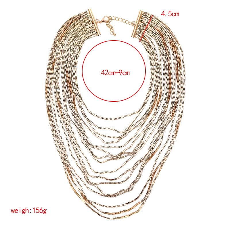 Women'S Metallic Convertible Gold-Color Choker for Women Luxury Statement Bib Layers Pendant Necklace  Fashion Jewelry