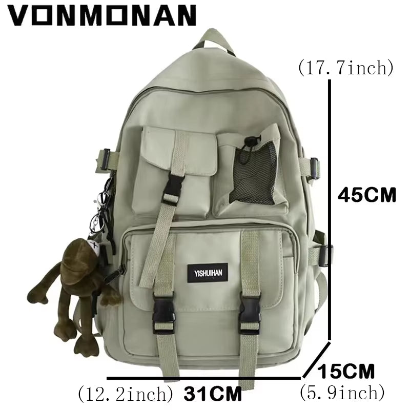 Multiple Pocket Backpack Men Canvas Insert Buckle Designer Bag Teenager Laptop Backpacks Student College School Bags for Women