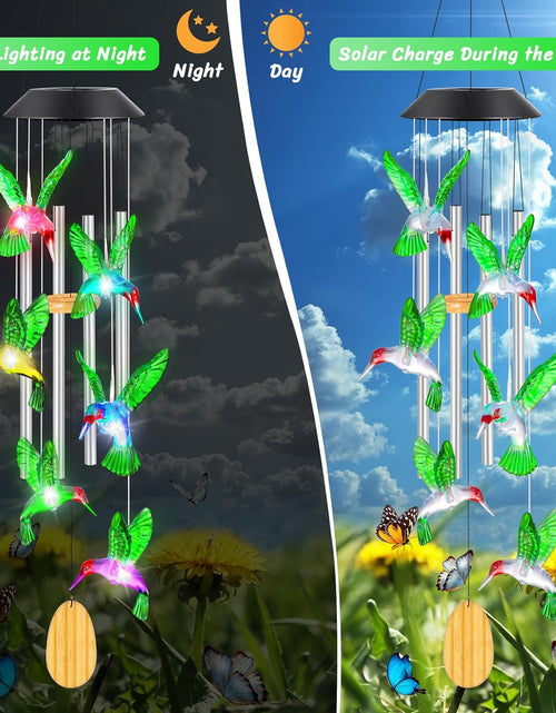 Load image into Gallery viewer, Womens Gifts for Christmas Birthday Gifts for Women Mom Grandma Gifts Hummingbird Wind Chimes Solar Lights for outside Outdoor Yard Home House Patio Garden Gardening Decor Gifts for Mom Sister
