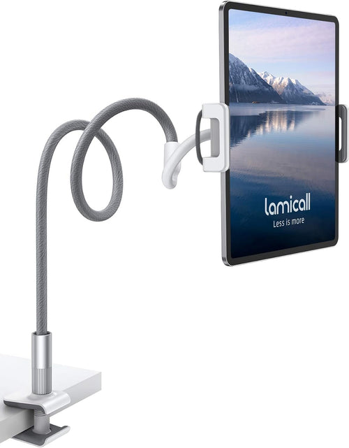 Load image into Gallery viewer, Gooseneck Tablet Holder, Tablet Stand : Flexible Arm Clip Tablet Mount Compatible with Ipad Mini Pro Air, Kindle, Switch, Galaxy Tabs, More 4.7-10.5&quot; Devices - Gray
