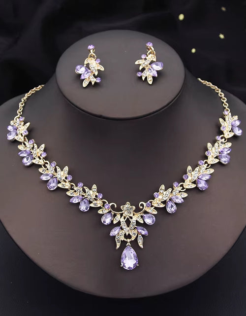 Load image into Gallery viewer, Elegant Fashion Necklace Sets for Women Dangle Earrings Princess Collar Two Piece Set Bride Jewelry Bridal Wedding Accessories
