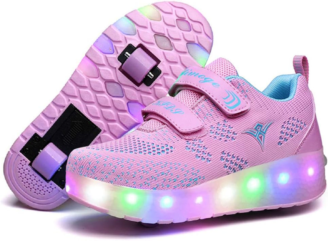 Kids Roller Shoes Boy Girl Sneakers with Wheels Become Sport Sneaker with Led for Christmas Birthday Children Show Gift