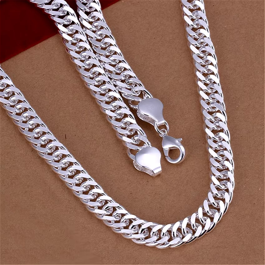 Fine 925 Sterling Silver 10MM Chain Necklace for Man Women Solid Wedding Noble Fashion Jewelry Charms Gifts