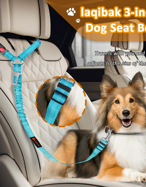 Load image into Gallery viewer, Removable Dog Seat Belt Harness for Car, 3 in 1 Pet Dog Car Seatbelt Leash, Retractable Restraint Secures to Vehicle Headrest &amp; Adjustable Reflective Bungee Dog Seatbelt Tether with Poop Bag
