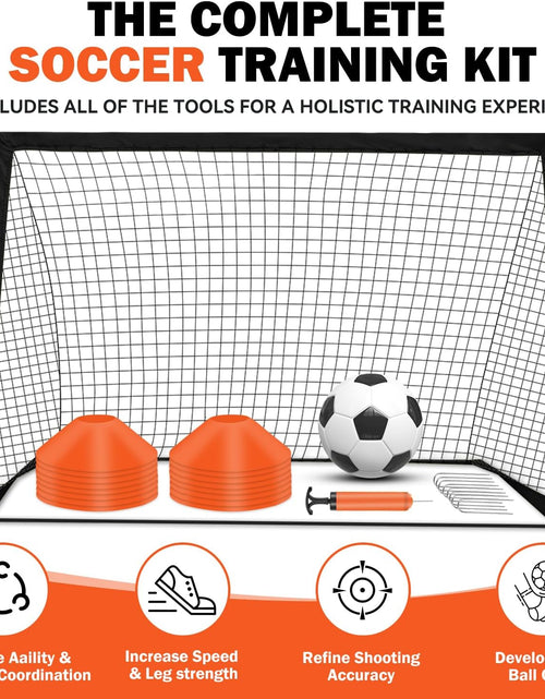 Load image into Gallery viewer, Portable Pop up Soccer Goal - 6X4Ft Backyard Training Equipment with Soccer Ball, Scoring Target Cloth, and Cones - Fun Outdoor Game for Kids and Teens
