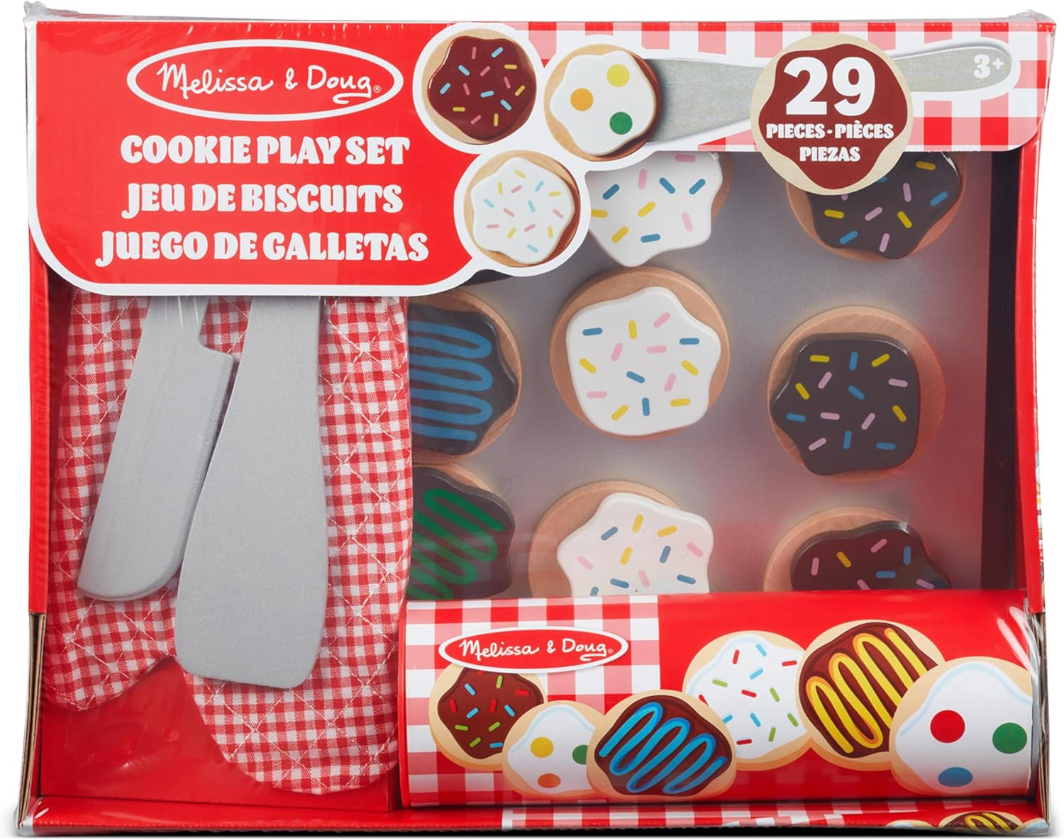 Slice and Bake Wooden Cookie Play Food Set - Pretend Cookies and Baking Sheet, Wooden Play Food Set, Toy Baking Set for Kids Ages 3+