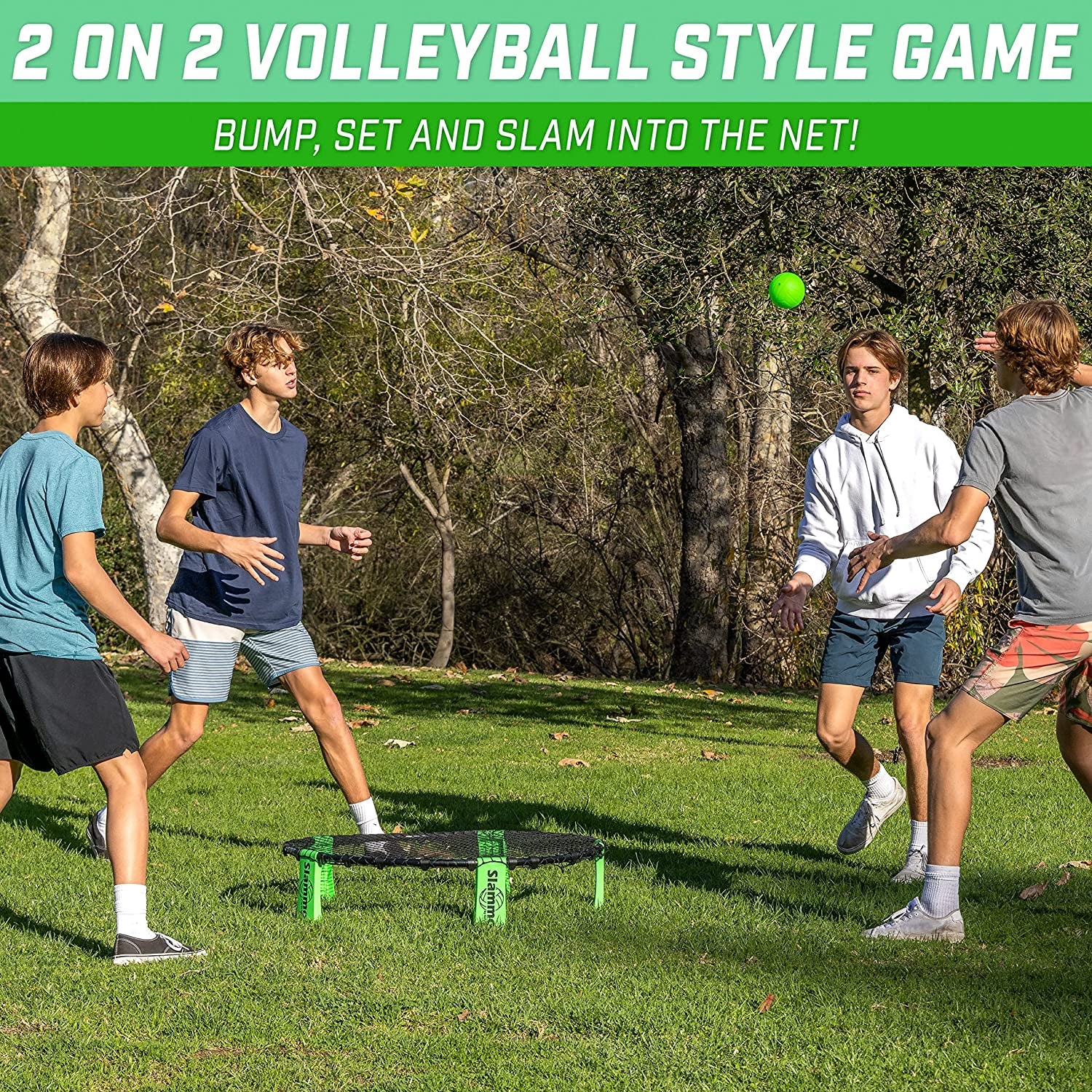 Slammo Game Set (Includes 3 Balls, Carrying Case and Rules) - Outdoor Lawn, Beach & Tailgating Roundnet Game for Kids, Teens & Adults