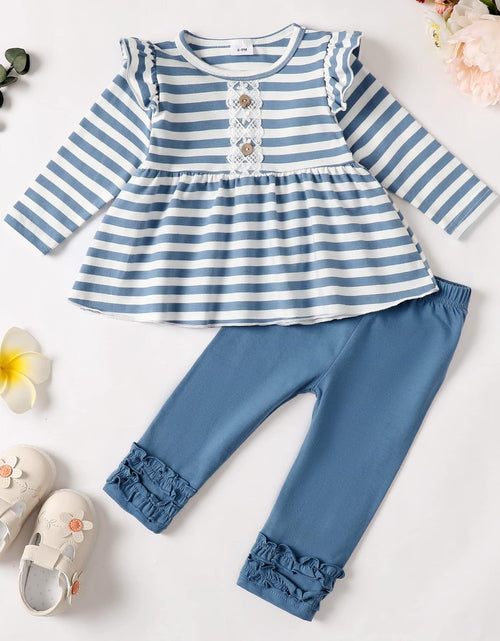 Load image into Gallery viewer, Baby Girl Clothes Toddler Girl Outfits Ruffle Shirt Pants Cute Infant Outfit Set Baby Girl Fall Winter Clothes
