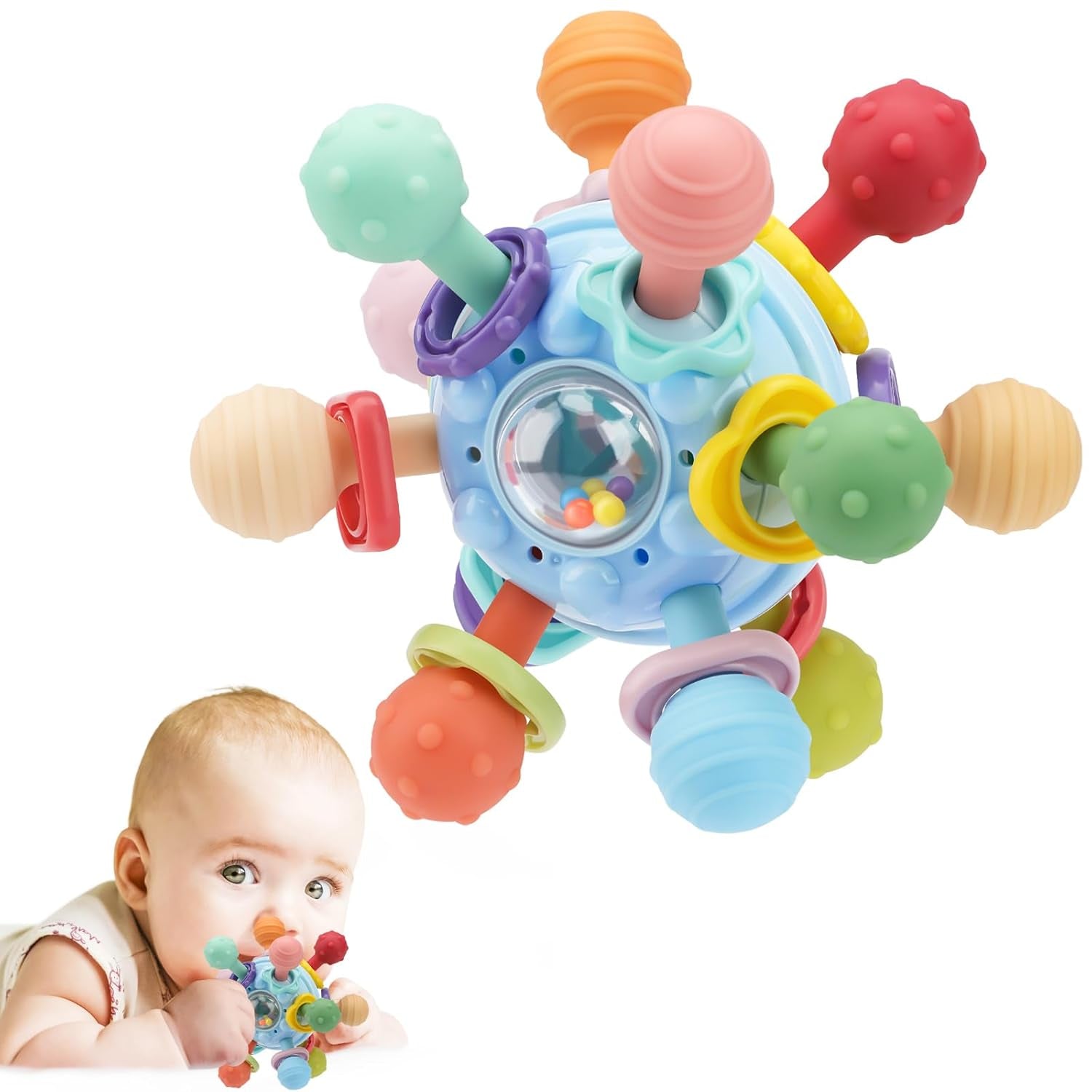 Baby Montessori Sensory Toys for 0-6 6-12 Months, Baby Teether Teething Toys for Babies 0 3 6 9 12 18 Months, Newborn Infant Learning Developmental Toys Gifts for 1 2 Year Old Boys Girls