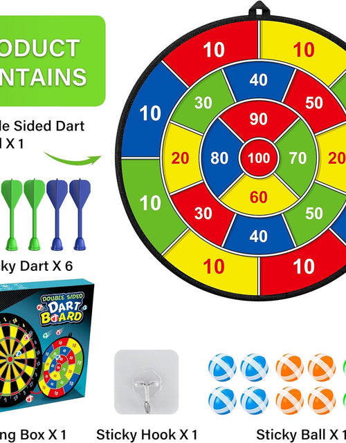 Load image into Gallery viewer, Large Dart Board for Kids, Kids Double-Sided Dart Board with Sticky Balls and Darts, Indoor/Outdoor Sport Fun Party Play Game Toys, Gifts for 3 4 5 6 7 8 9 10 11 12 Year Old Boys Girls
