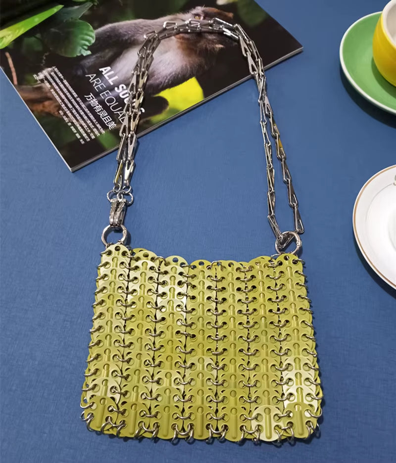 Luxury Designer Women'S Bag Trend Hand Woven Hollow Metal Chain Tote Bag Clutch Female Bag Travel Holiday Shoulder Bag Handbag