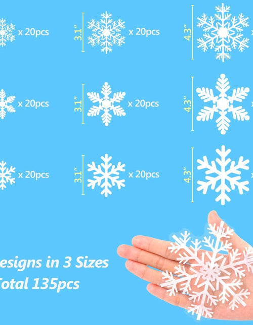 Load image into Gallery viewer, 135Pcs Christmas Window Clings Snowflakes Window Decals Static Window Stickers for Christmas Decorations Window Décor Ornaments Xmas Party Supplies Thanksgiving Party Décor
