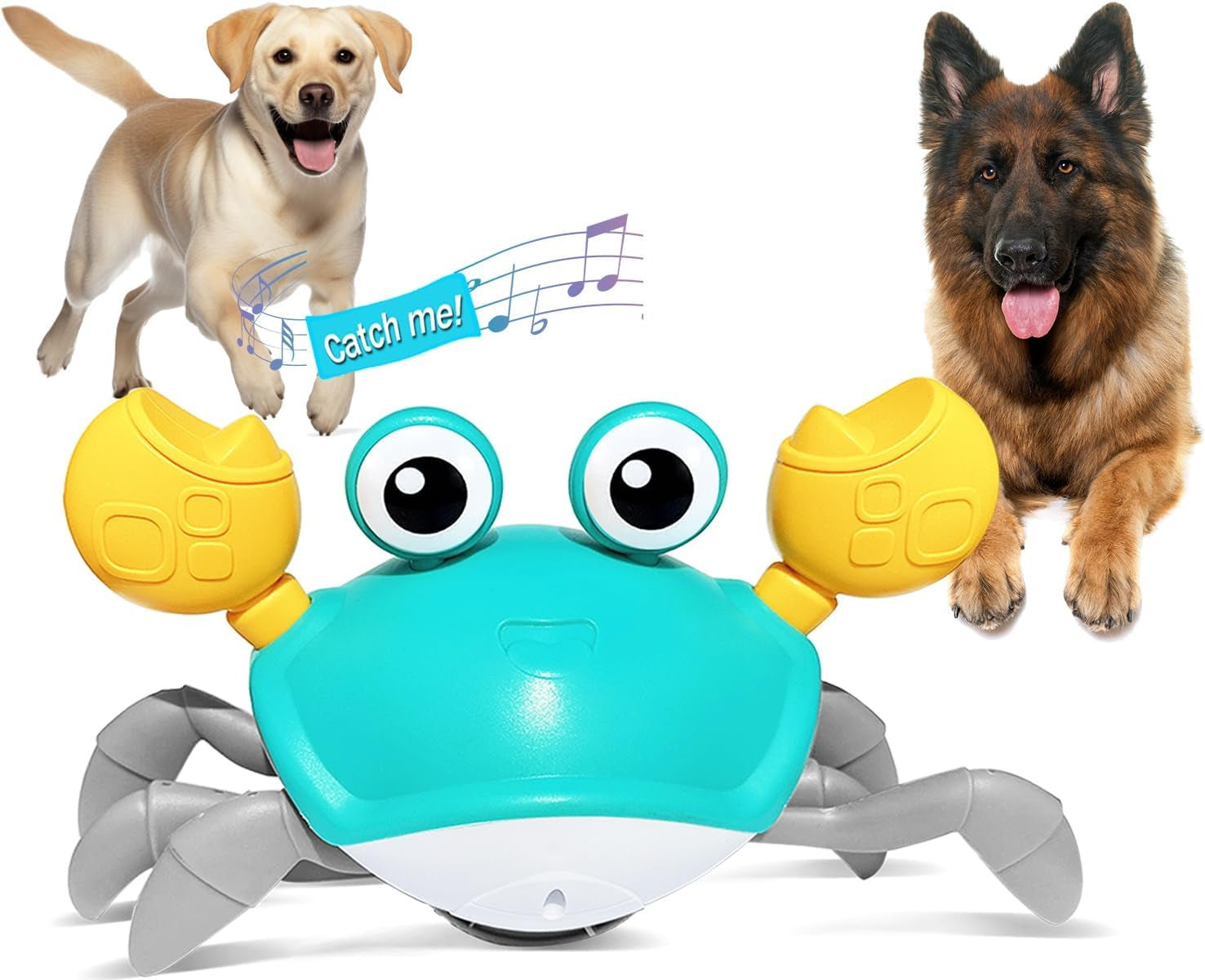 Crawling Crab Dog Toys,Escaping Crab Dog Toy with Obstacle Avoidance Sensor,Interactive Dog Toys with Music Sounds & Lights for Dogs Cats Pets,Christmas Toy Gifts for Puppy/Small/Medium Dogs