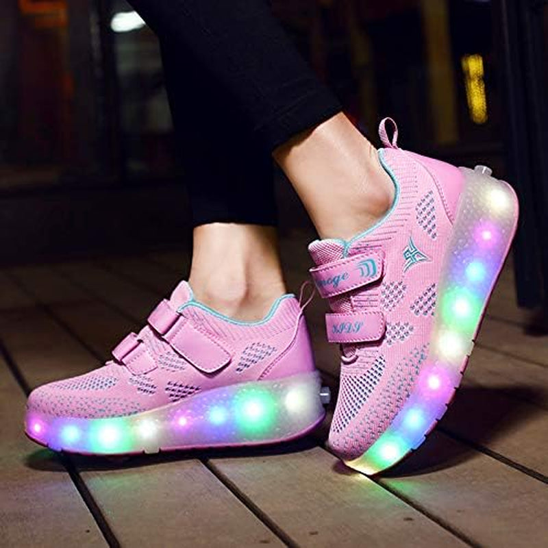 Kids Roller Shoes Boy Girl Sneakers with Wheels Become Sport Sneaker with Led for Christmas Birthday Children Show Gift