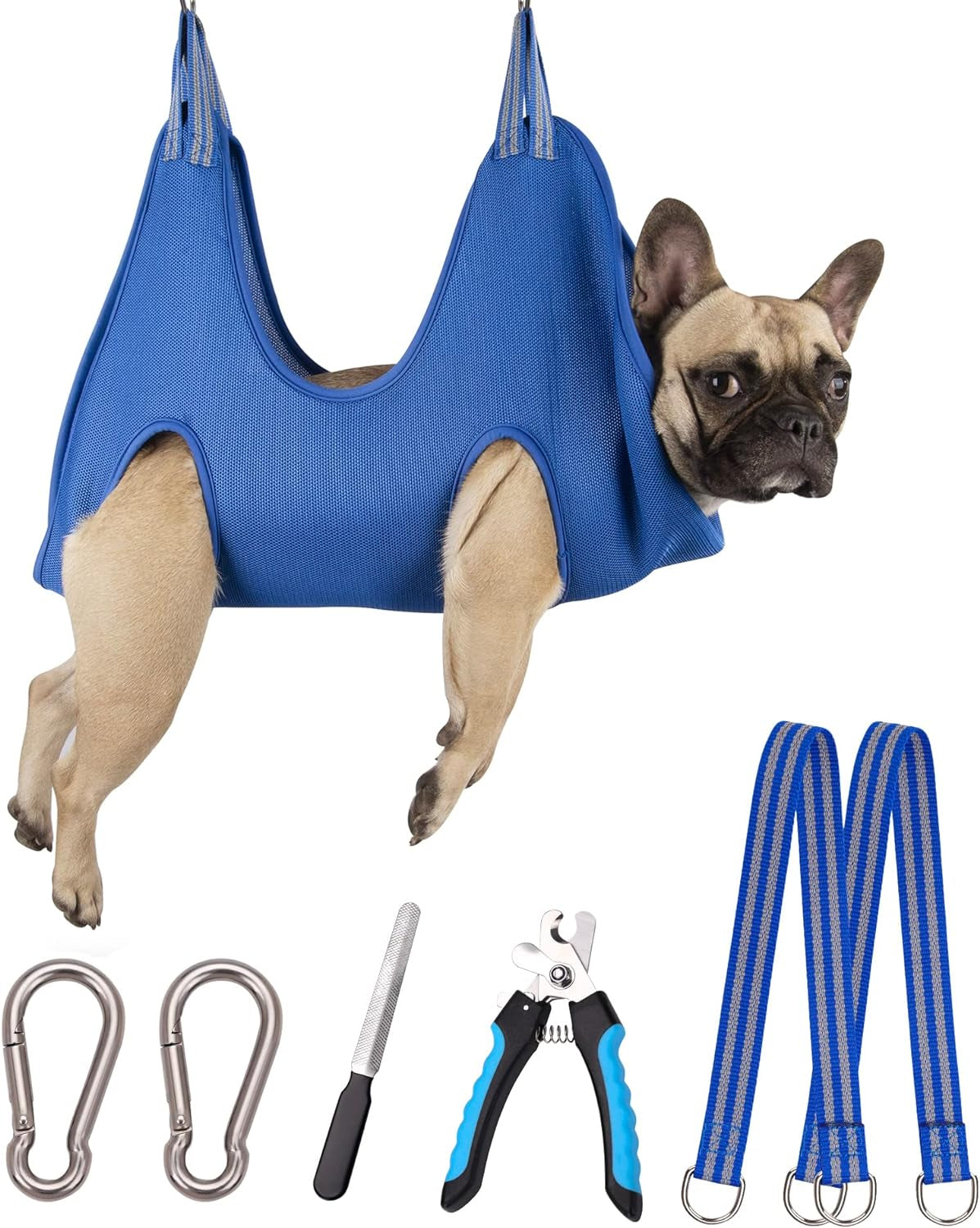 10 in 1 Pet Grooming Hammock Harness with Nail Clippers/Trimmer, Nail File, Dog Hammock/Grooming Sling for Nail Trimming/Clipping