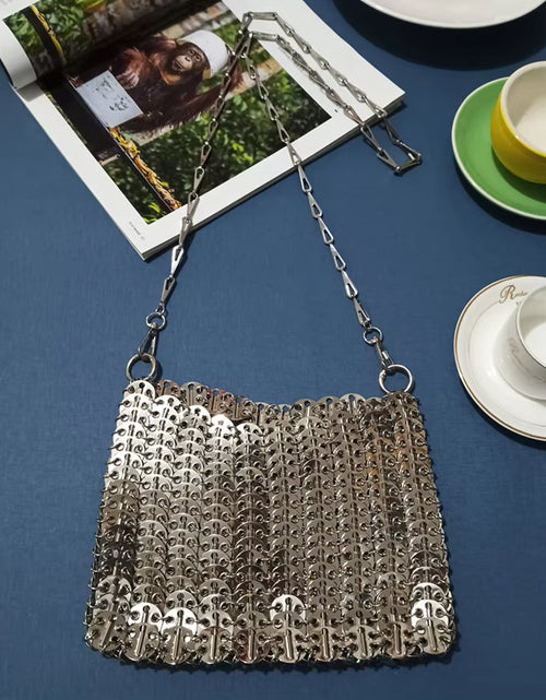 Load image into Gallery viewer, Luxury Designer Women&#39;S Bag Trend Hand Woven Hollow Metal Chain Tote Bag Clutch Female Bag Travel Holiday Shoulder Bag Handbag
