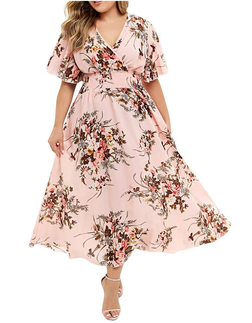 Load image into Gallery viewer, 2024 plus Size 3XL 4XL 5XL Women Dress Floral Chiffon Flower Dress Loose Bohemian Beach Summer Dresses Urban Gypsy Ropa Vestidos
