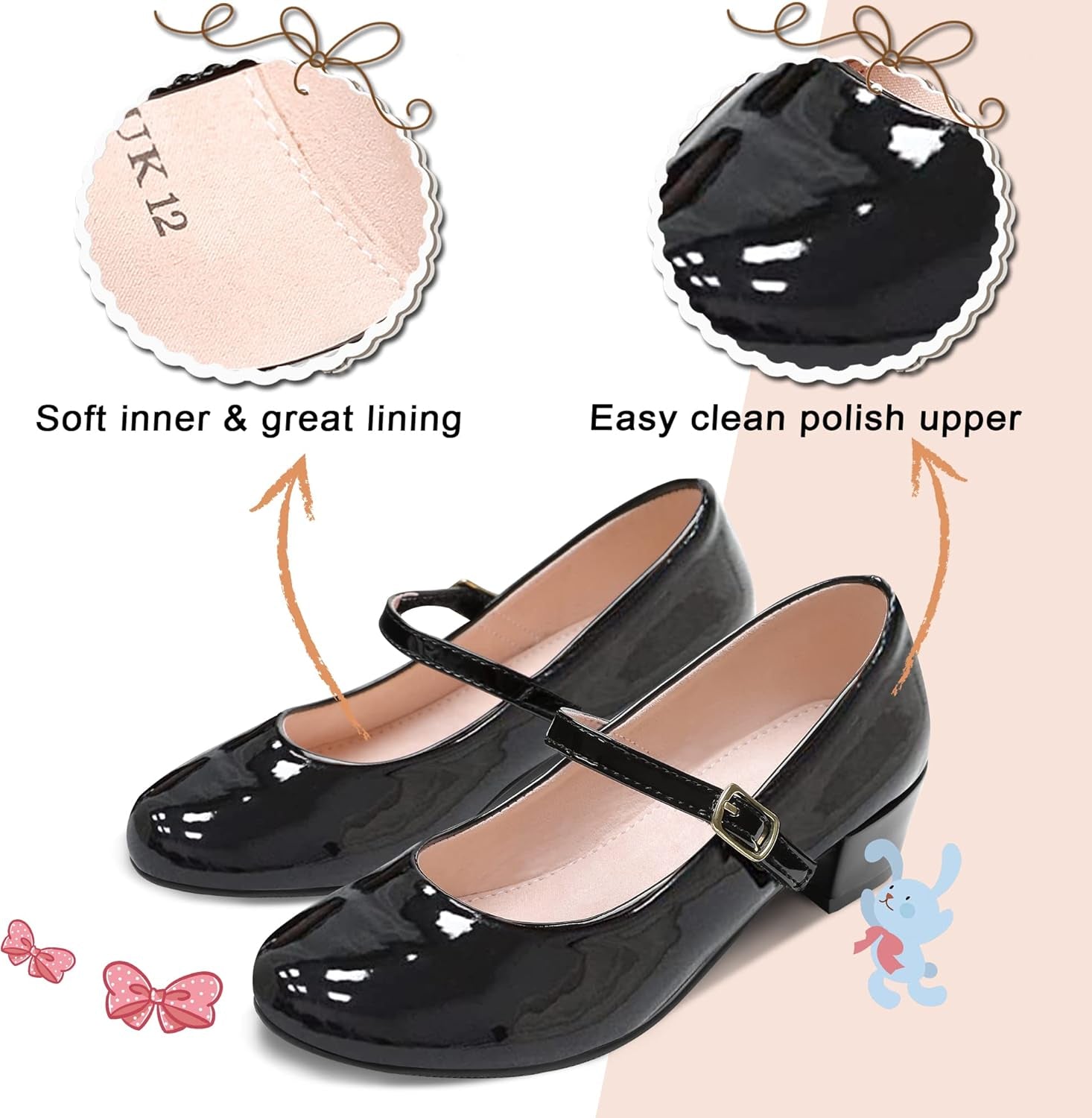 Girls Mary Jane Dress Shoes - Princess Ballerina Flats Low Heels for School Party Wedding, Back to School Shoes for Girls (Little Kid/Big Kids)